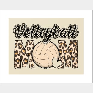 Cute Volleyball Mom Life Senior Volleyball Mom Team Leopard Posters and Art
